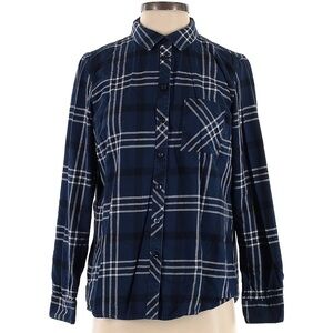 BCBGeneration Navy Blue Plaid Button Down - Size Small